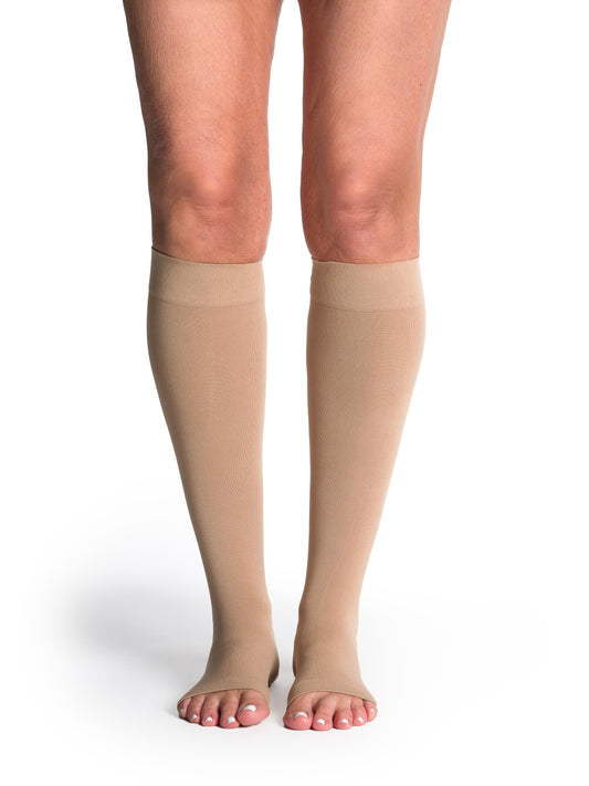 Sigvaris Soft Opaque Women's 30-40 mmHg OPEN TOE Knee High, Chai