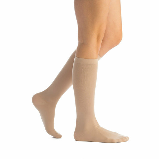 EvoNation Women's Solid Microfiber 8-15 mmHg Knee High, Tan