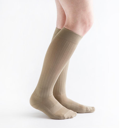 VenActive Men's Cushion Rib 20-30 mmHg Compression Sock, Khaki