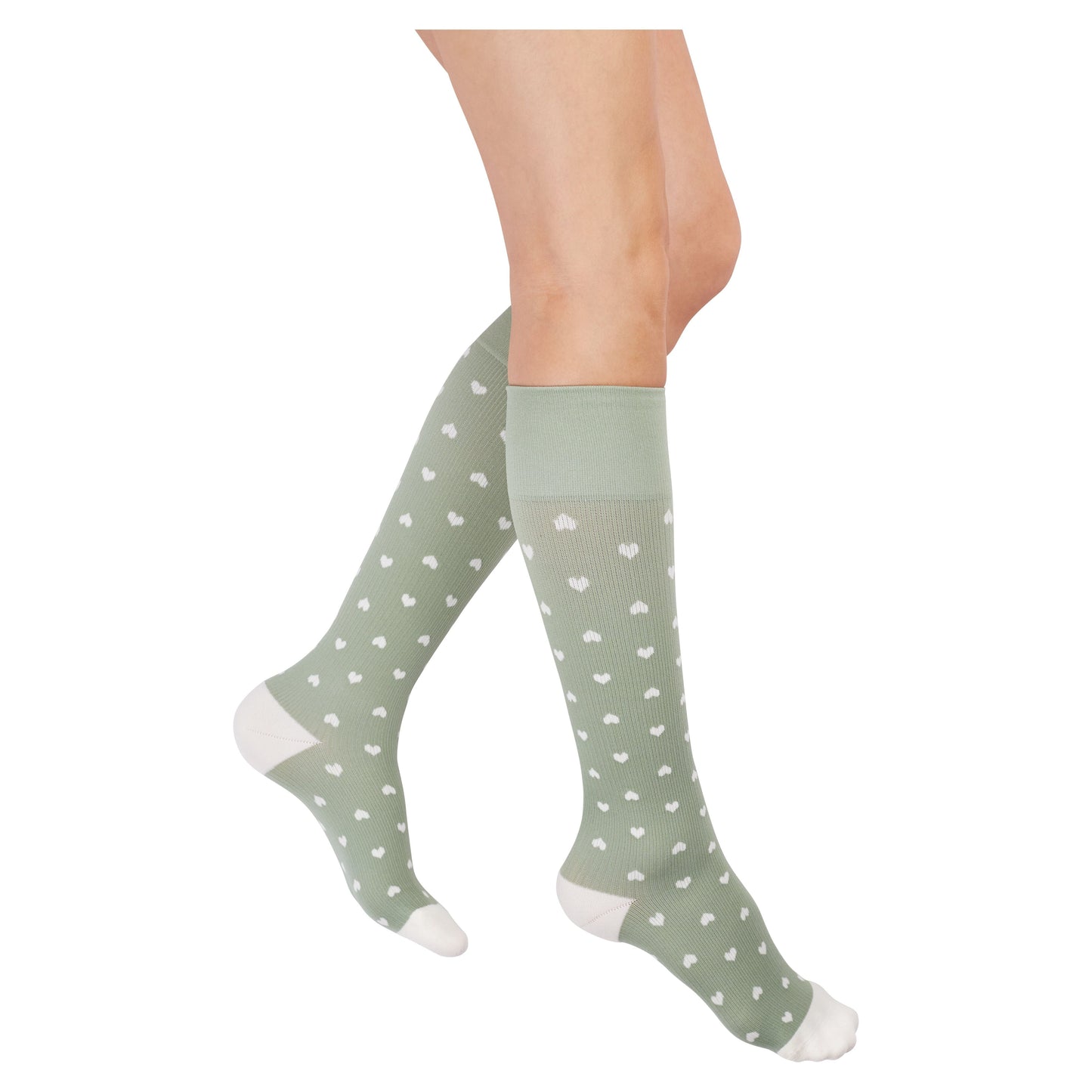 Rejuva® Heart Knee High 15-20 mmHg, Sage/Cream