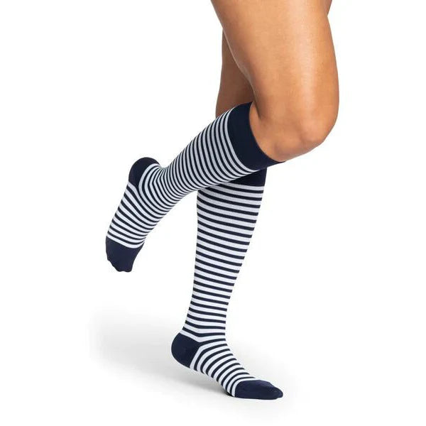 Sigvaris Microfiber Patterns Women's Knee High, Mariner Stripe