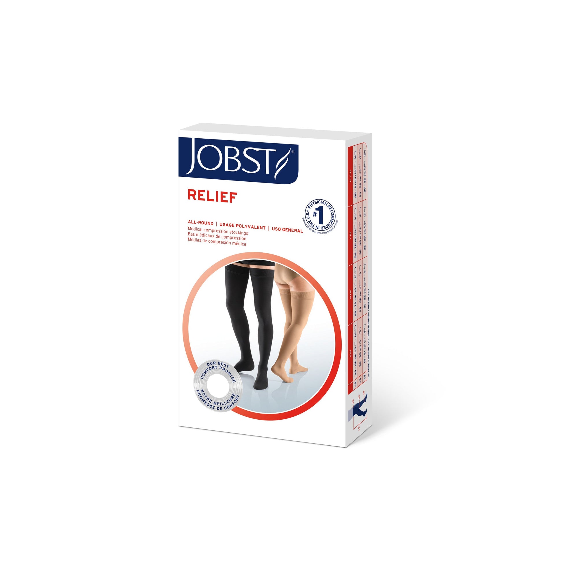 Jobst Relief compression stocking packaging on a white background