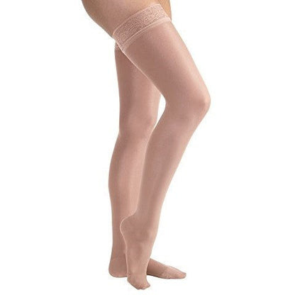 JOBST® UltraSheer Women's 30-40 mmHg Thigh High w/ Lace Silicone Top Band, Honey