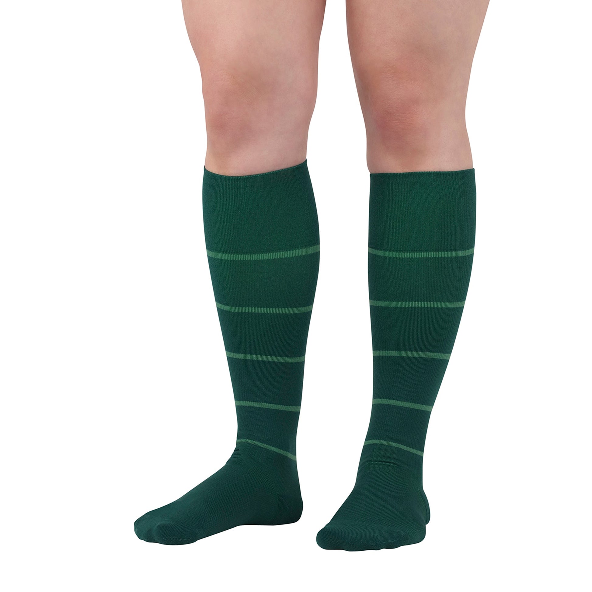 Rejuva® Broad Stripe Knee High, 15-20 mmHg, Forest Green