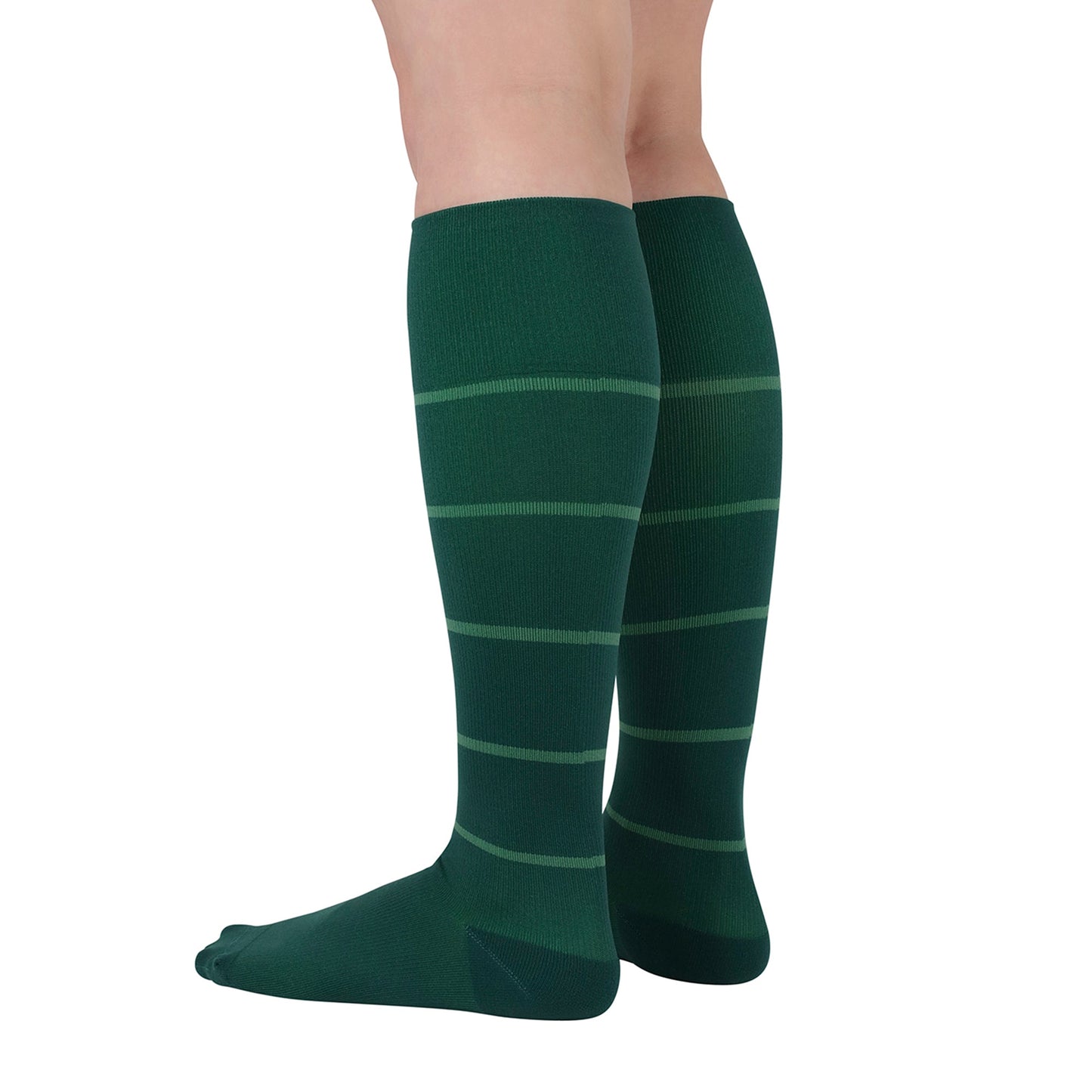 Rejuva® Broad Stripe Knee High, 15-20 mmHg, Forest Green
