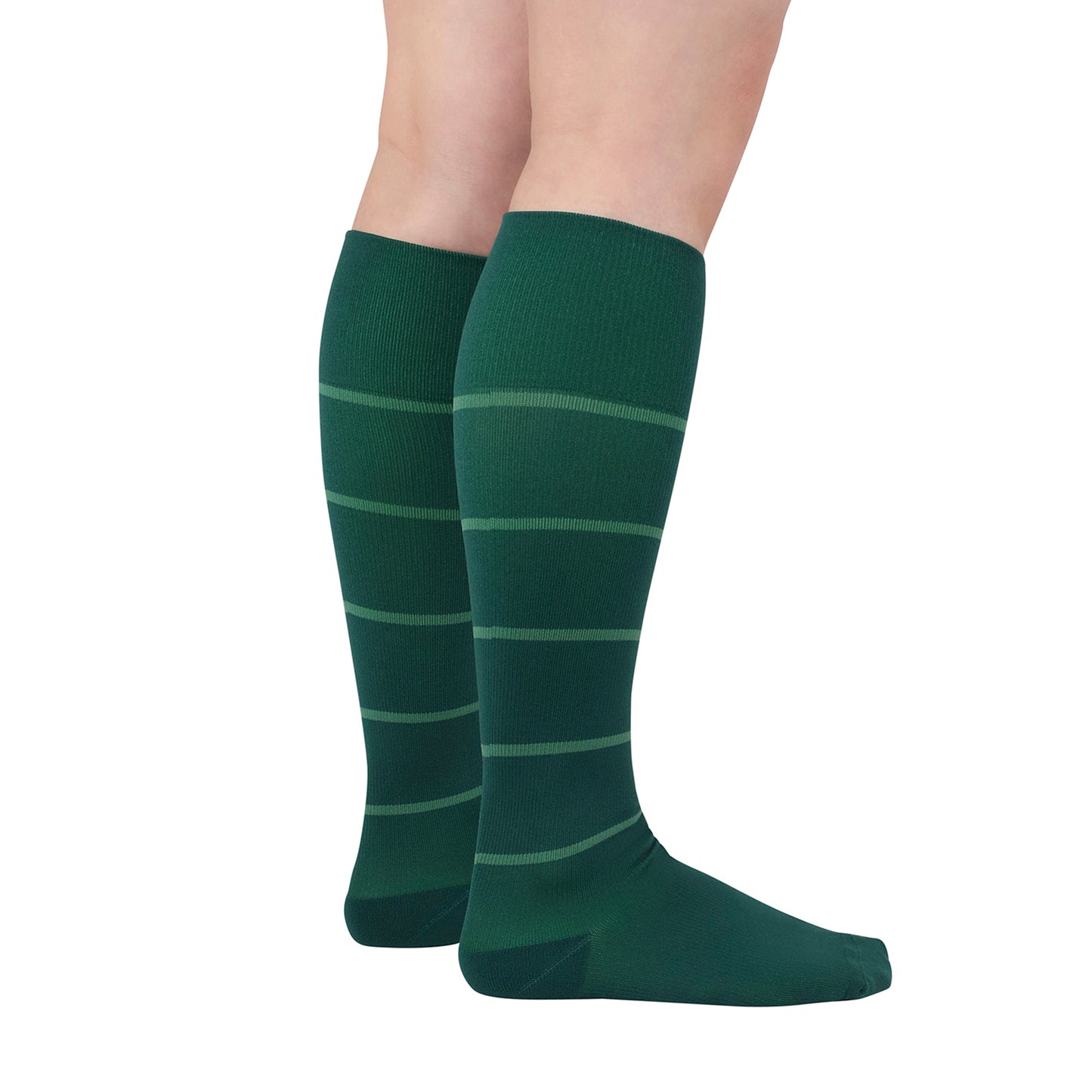 Rejuva® Broad Stripe Knee High, 15-20 mmHg, Forest Green
