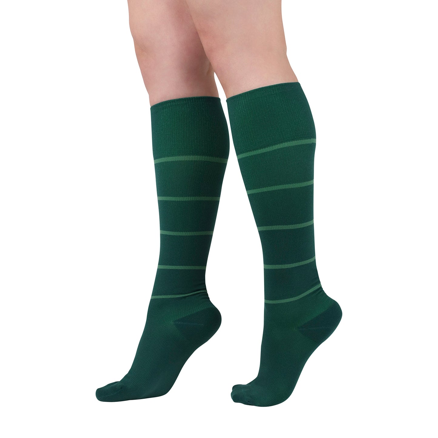 Rejuva® Broad Stripe Knee High, 15-20 mmHg, Forest Green