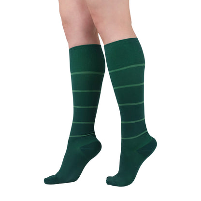 Rejuva® Broad Stripe Knee High, 15-20 mmHg, Forest Green