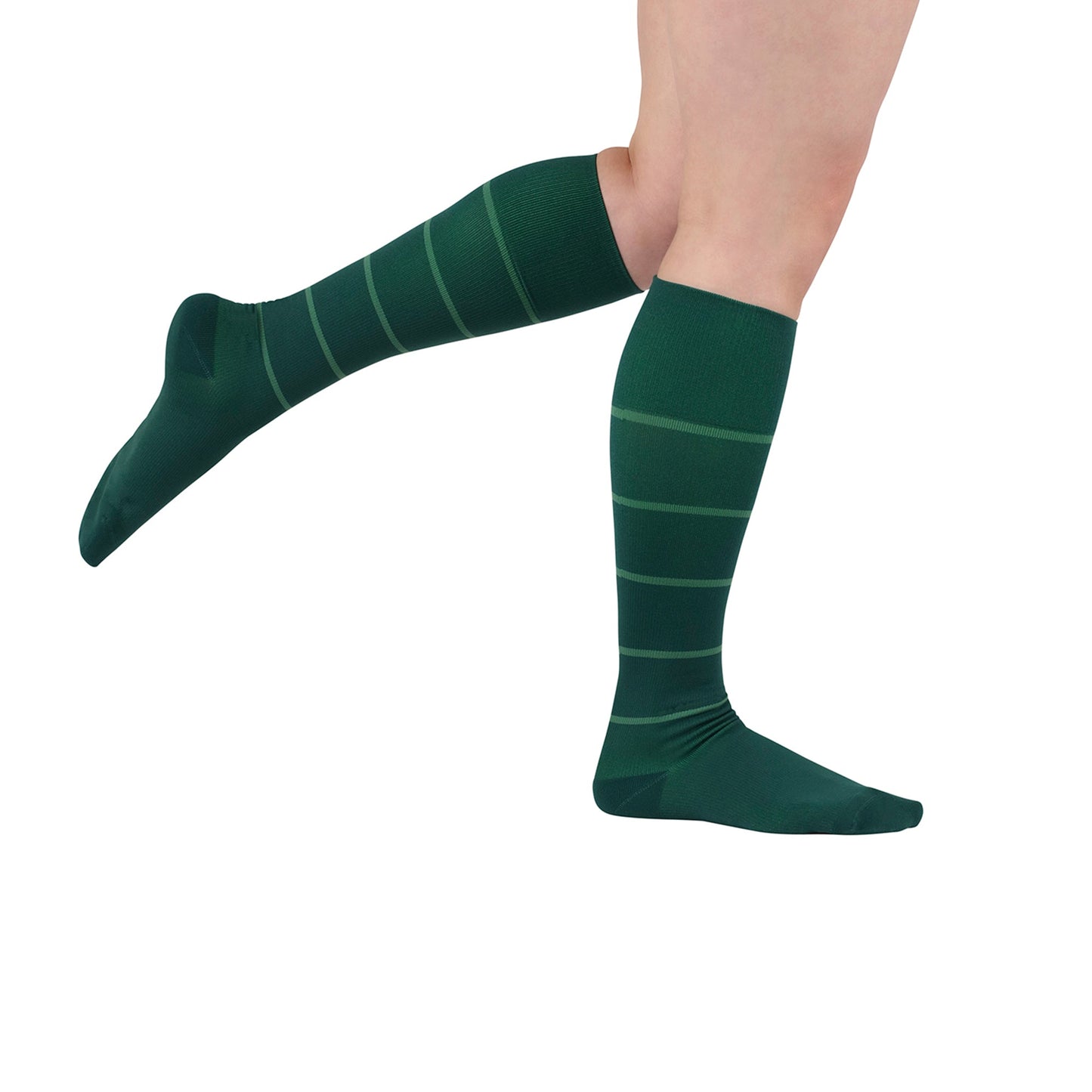 Rejuva® Broad Stripe Knee High, 15-20 mmHg, Forest Green