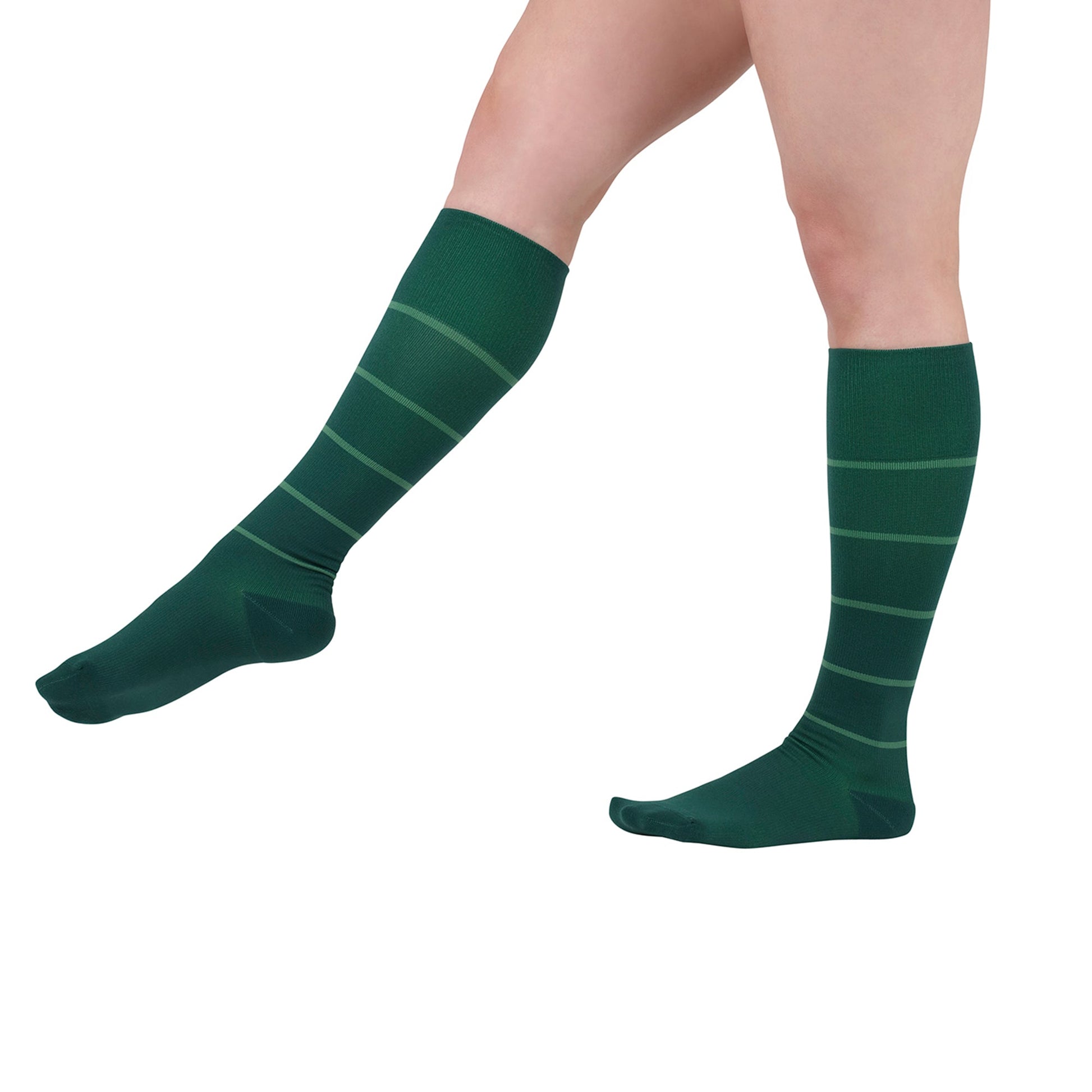 Rejuva® Broad Stripe Knee High, 15-20 mmHg, Forest Green