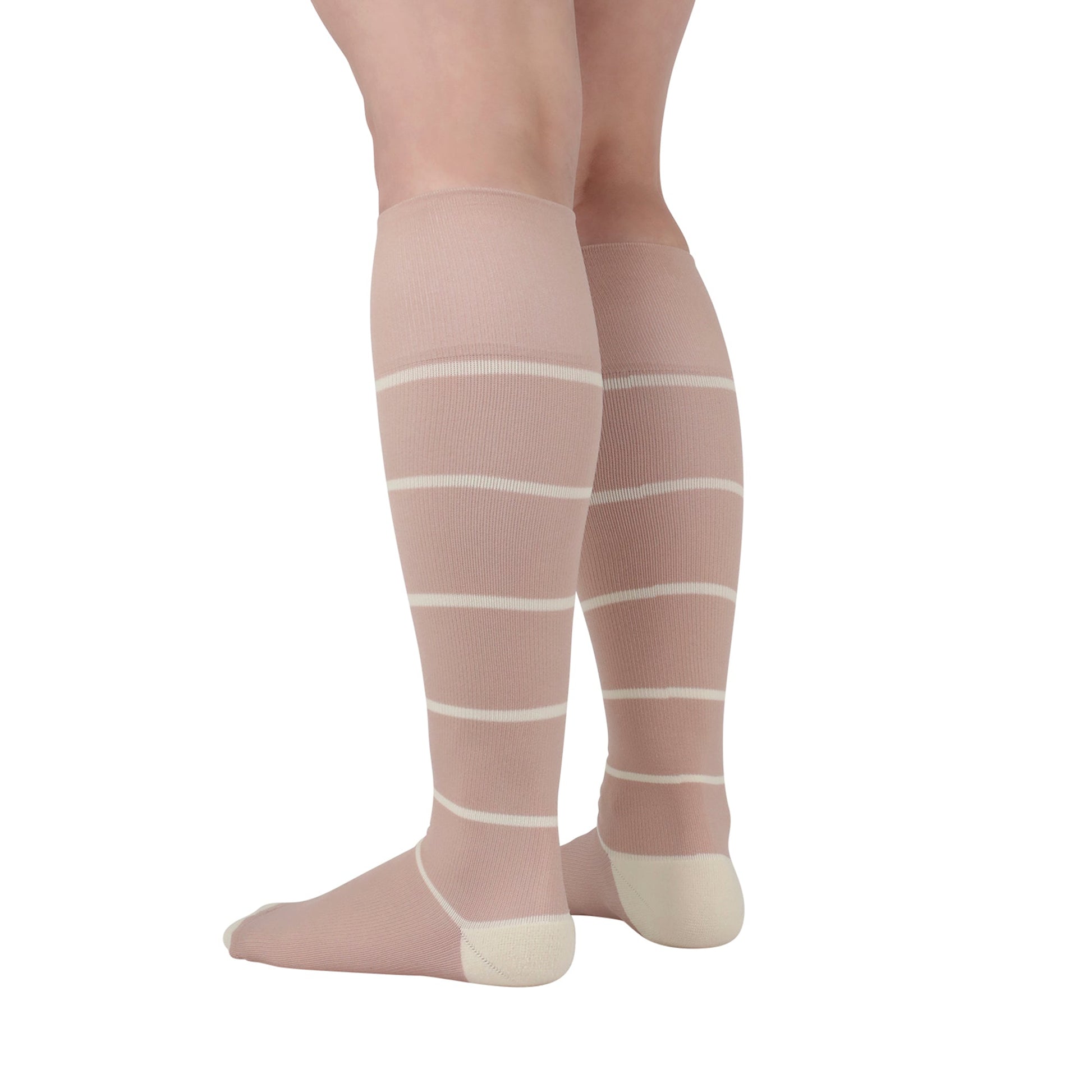 Rejuva® Broad Stripe Knee High, 15-20 mmHg, Dusty Rose