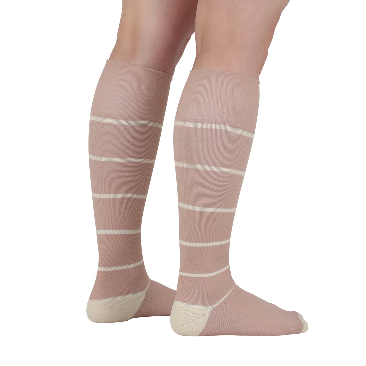 Rejuva® Broad Stripe Knee High, 15-20 mmHg, Dusty Rose