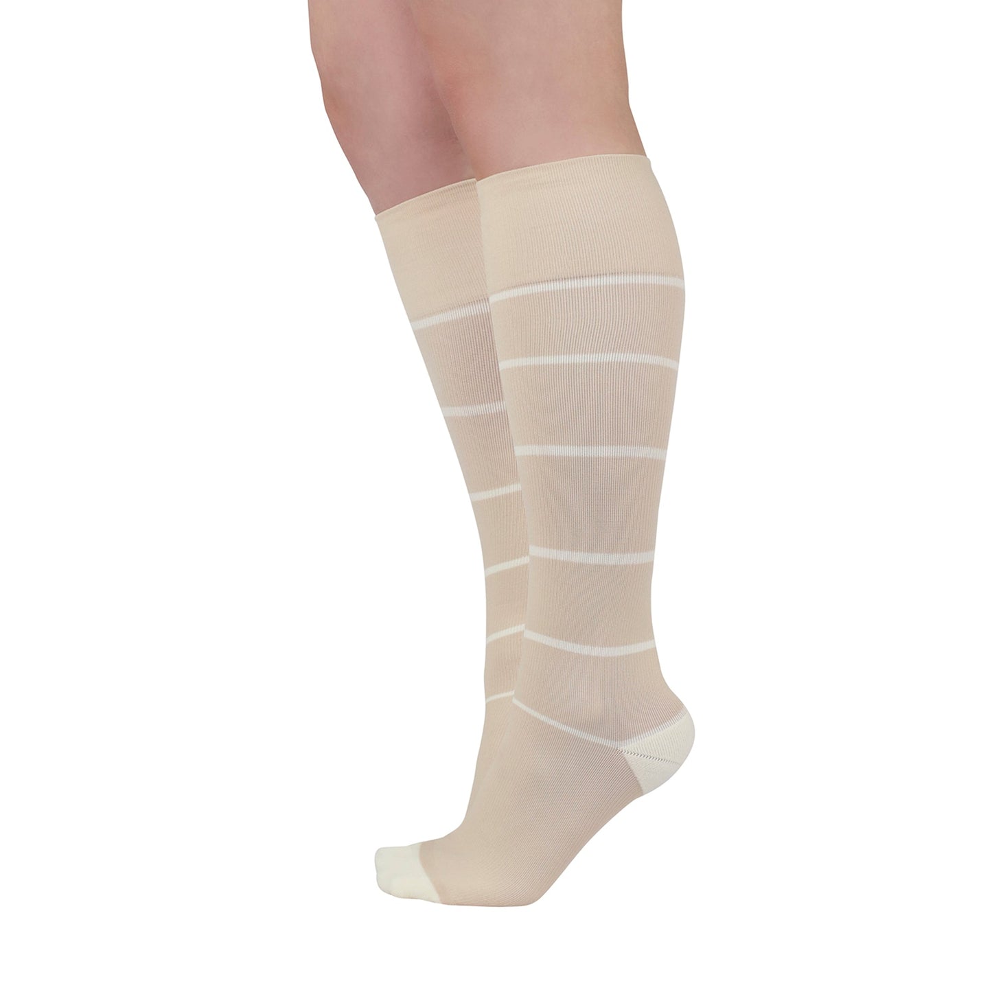 Rejuva® Broad Stripe Knee High, 15-20 mmHg, Soft Sand