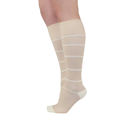 Rejuva® Broad Stripe Knee High, 15-20 mmHg, Soft Sand