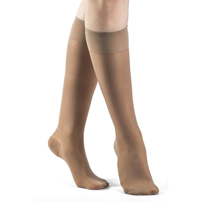 Sigvaris 120C Sheer Fashion 15-20 mmHg Closed Toe Calf High Fashion  Compression Stockings for Women