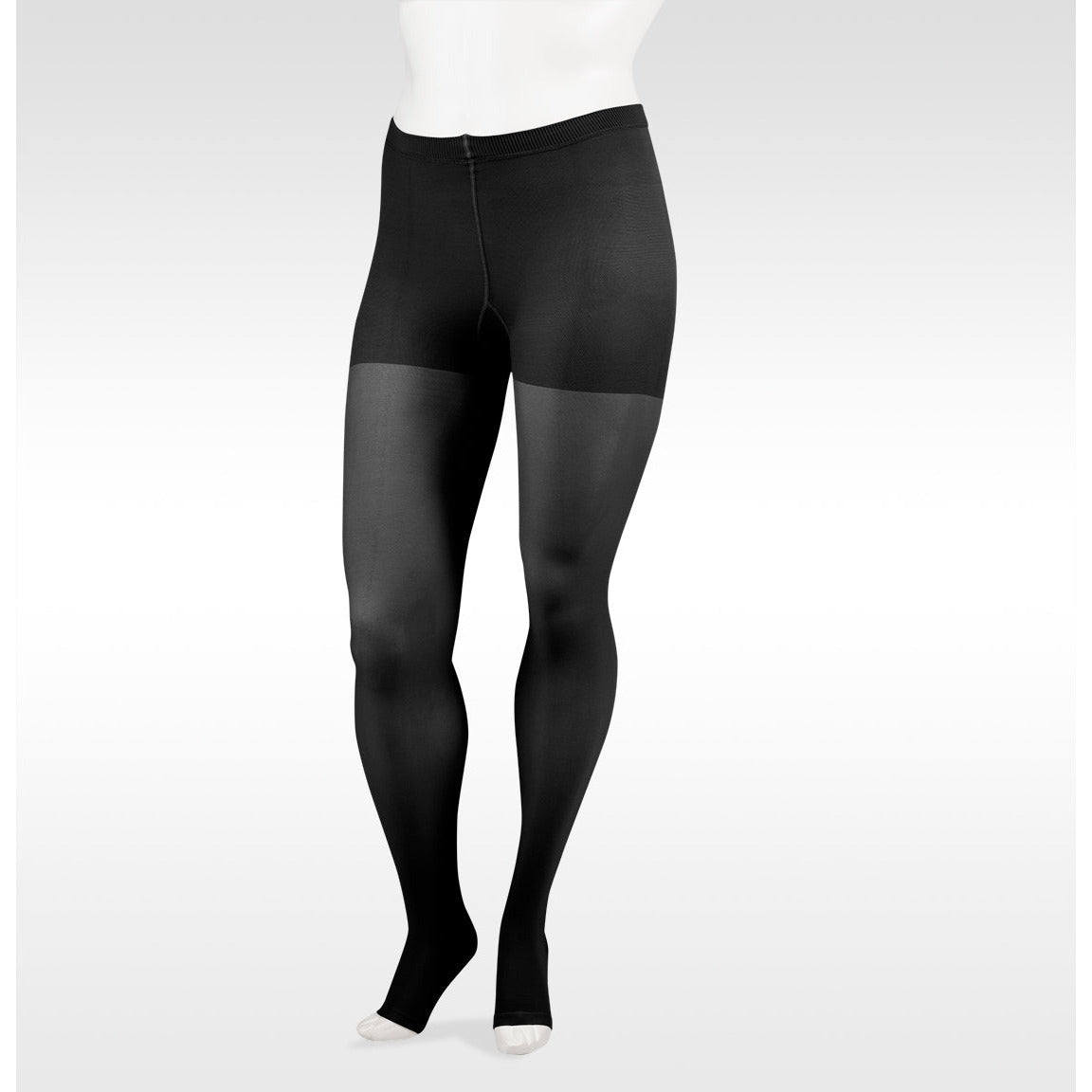 Juzo Soft Pantyhose 20-30 mmhg w/ Elastic Panty, Open Toe, Black