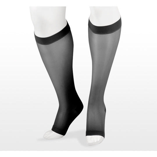 Women's Sheer Compression Stockings (15-20 mmHg), Knee High, Black, Small 