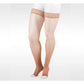 Juzo Naturally Sheer Thigh High 30-40 mmhg w/ Silicone Band, Open Toe, Beige