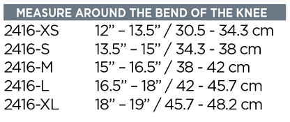 OTC Pullover Elastic Knee Support, Size Chart