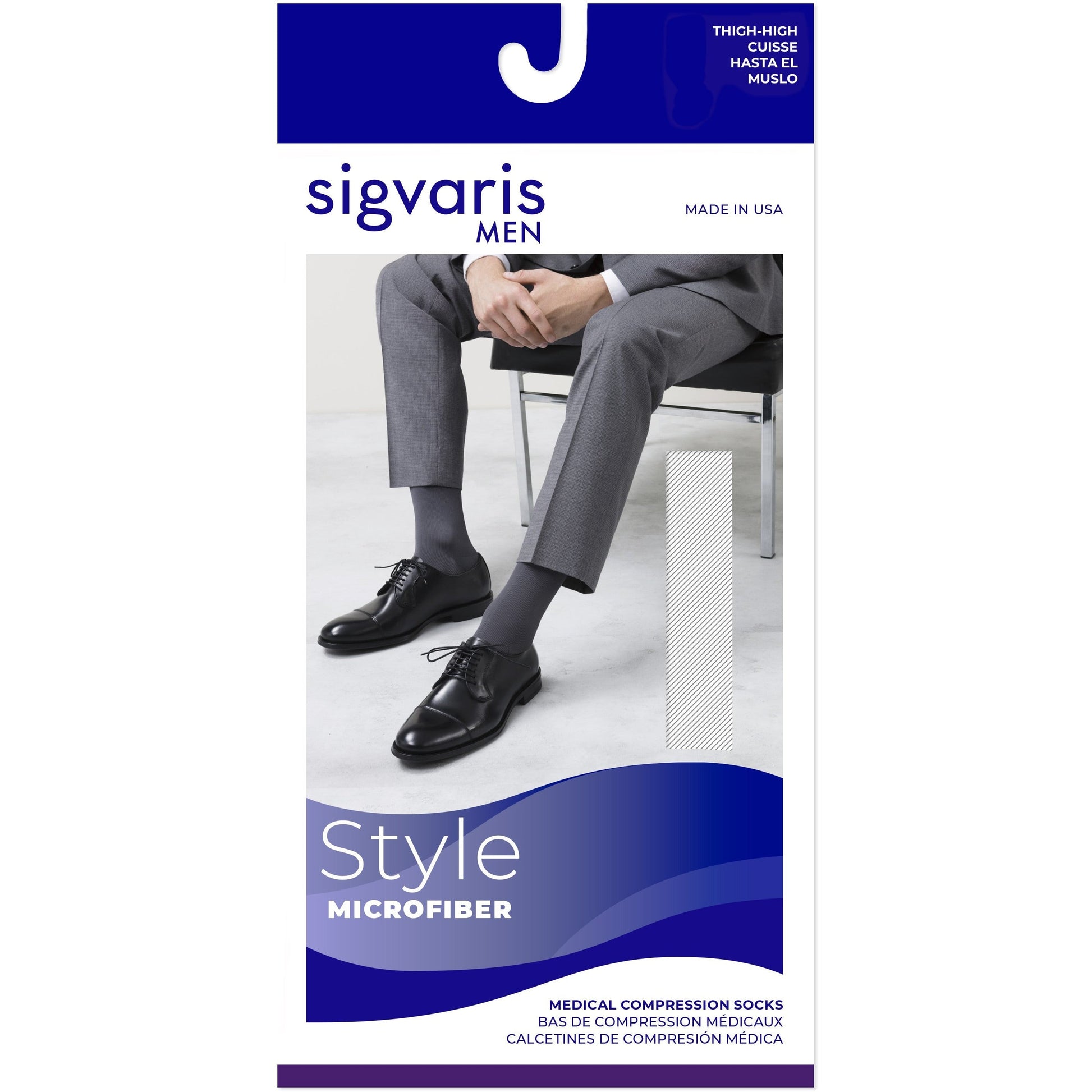 Sigvaris Microfiber - Men's Thigh High 30-40mmHg Compression Support  Stockings