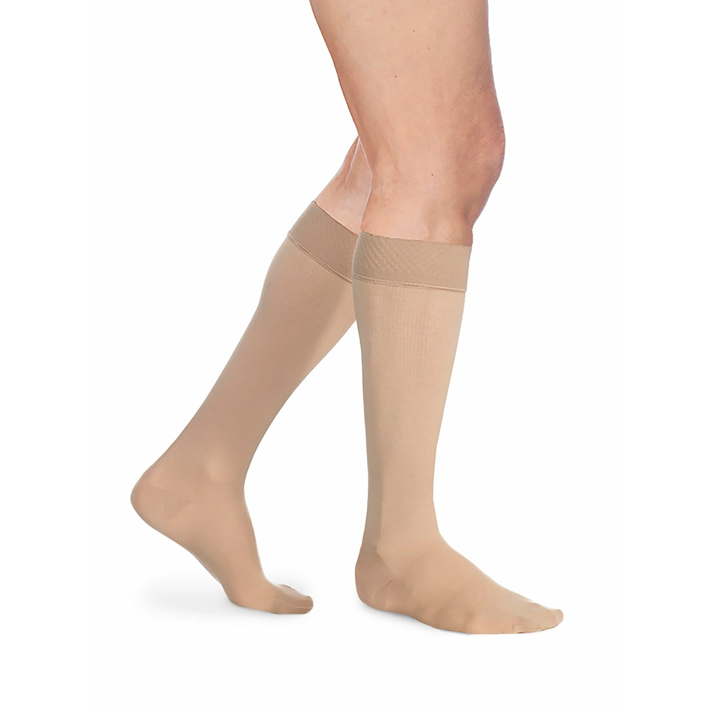 Sigvaris Opaque Men's 30-40 mmHg Knee High w/ Silicone Grip-Top, Light Beige