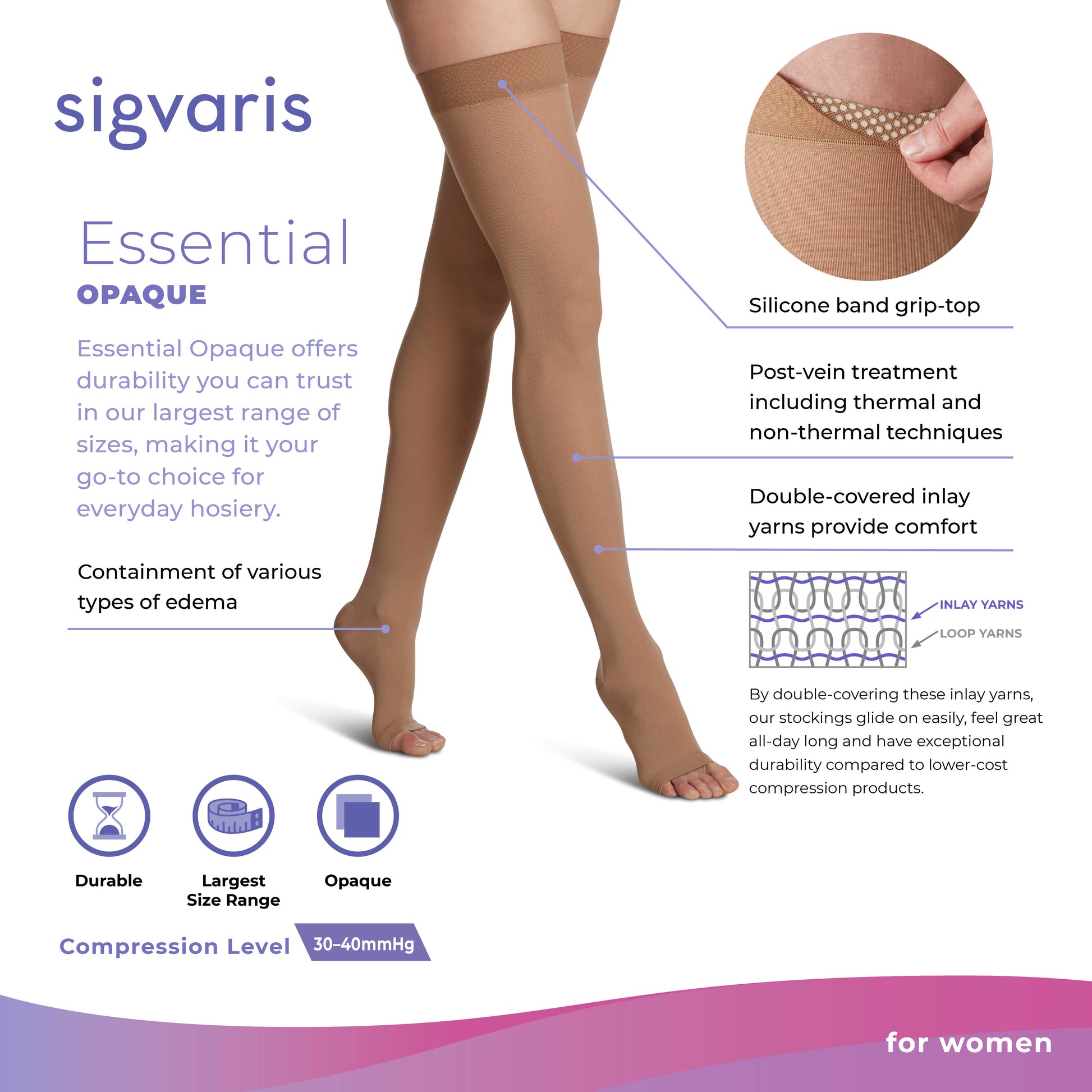 Sigvaris 863 Open Toe Thigh High 30-40mmHg for Men and Women Compression Stockings Sigvaris 863 Open Toe Thigh High 30-40mmHg for Men and Women Compression Stockings