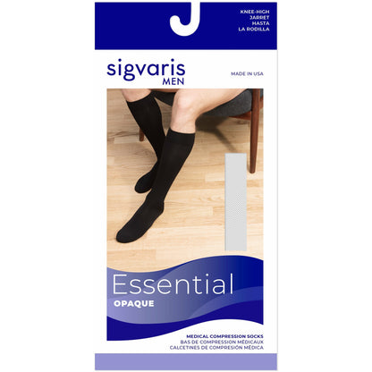 Sigvaris Opaque Men's 30-40 mmHg Knee High w/ Silicone Grip-Top