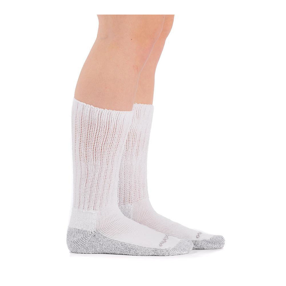 Doc Ortho Casual Comfort Antimicrobial Diabetic Crew Socks, White, Back