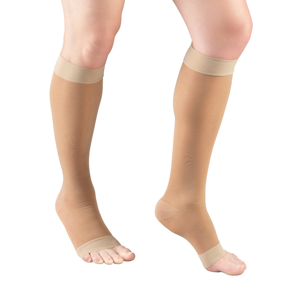 Truform Lites Women's OPEN-TOE Knee High 15-20 mmHg, Light Beige