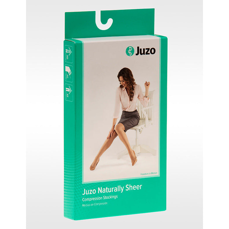Juzo Naturally Sheer Thigh High 15-20 mmhg w/ Silicone Band, Box