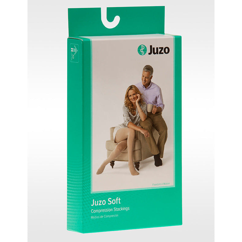 Juzo Soft Thigh High 30-40 mmHg w/ Silicone Band, Open Toe, Box