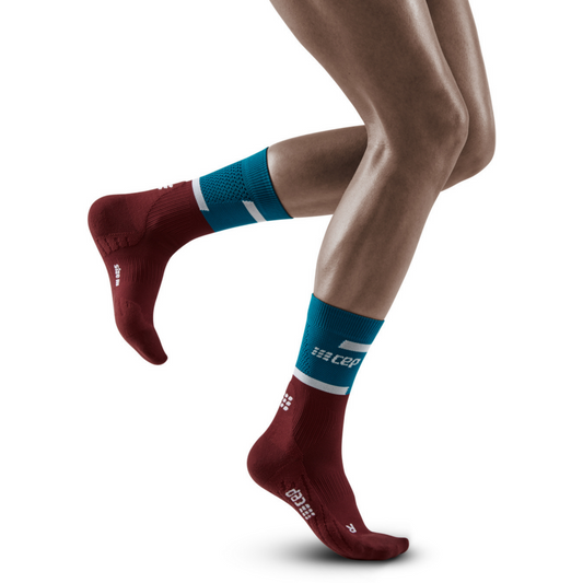 The Run Compression Mid Cut Socks 4.0, Women, Petrol/Dark Red