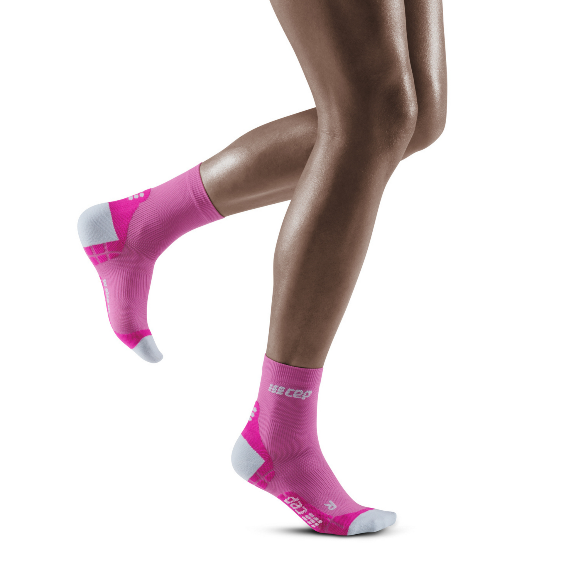 Ultralight Short Compression Socks, Women, Electric Pink/Light Grey