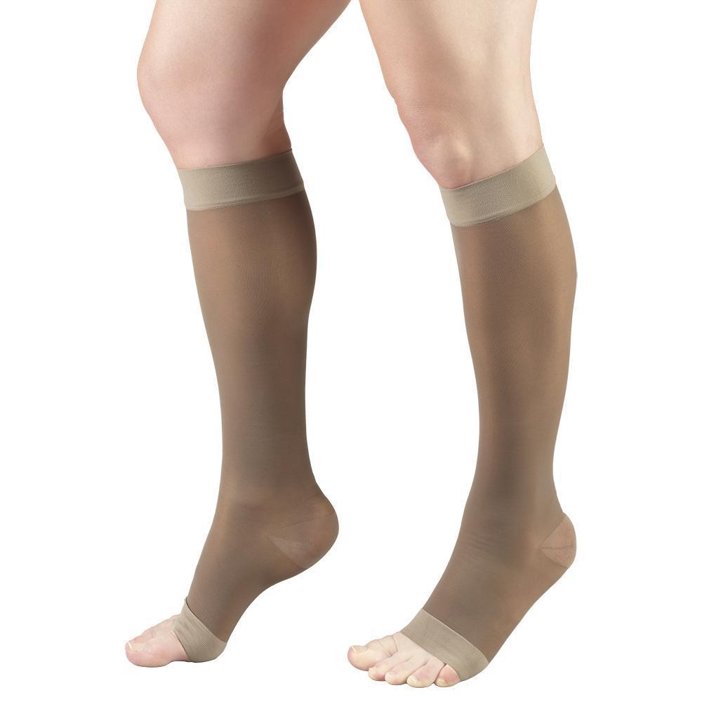 Truform Lites Women's OPEN-TOE Knee High 15-20 mmHg, Taupe