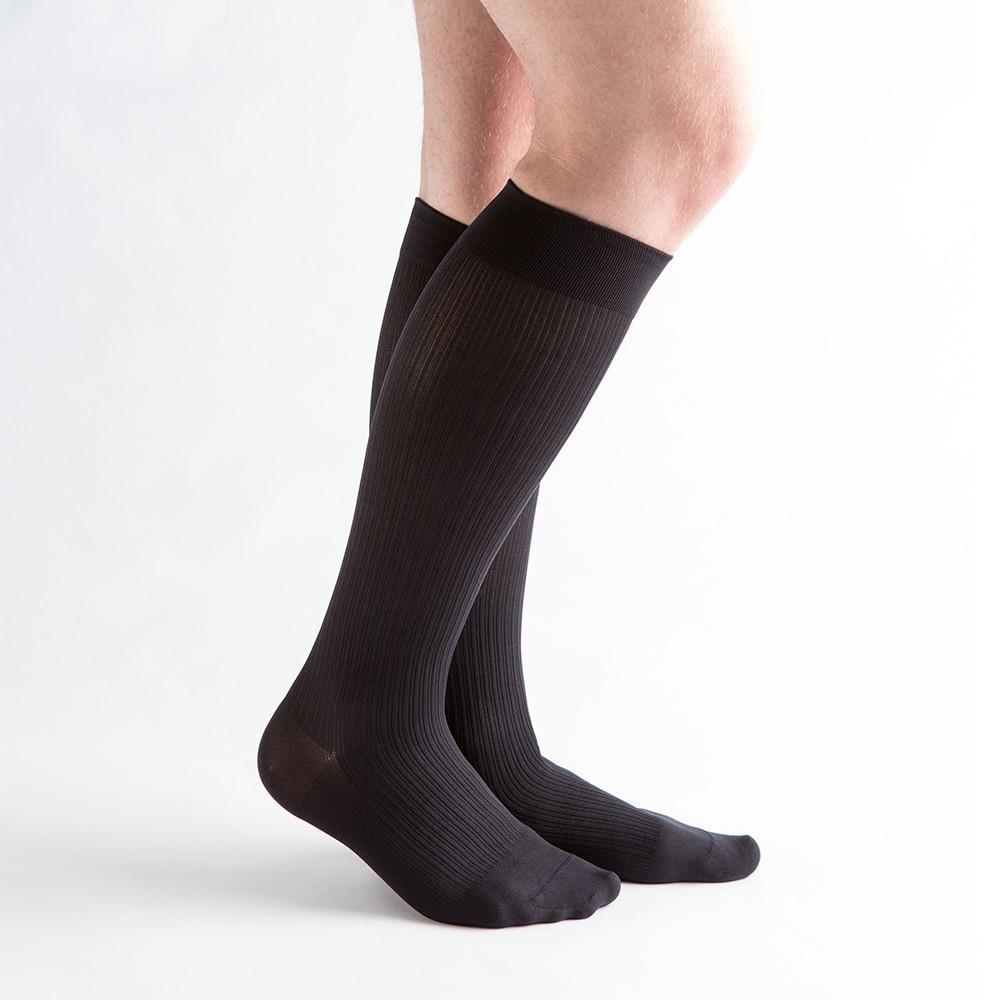 VenActive Men's Classic Rib 15-20 mmHg Compression Sock, Black