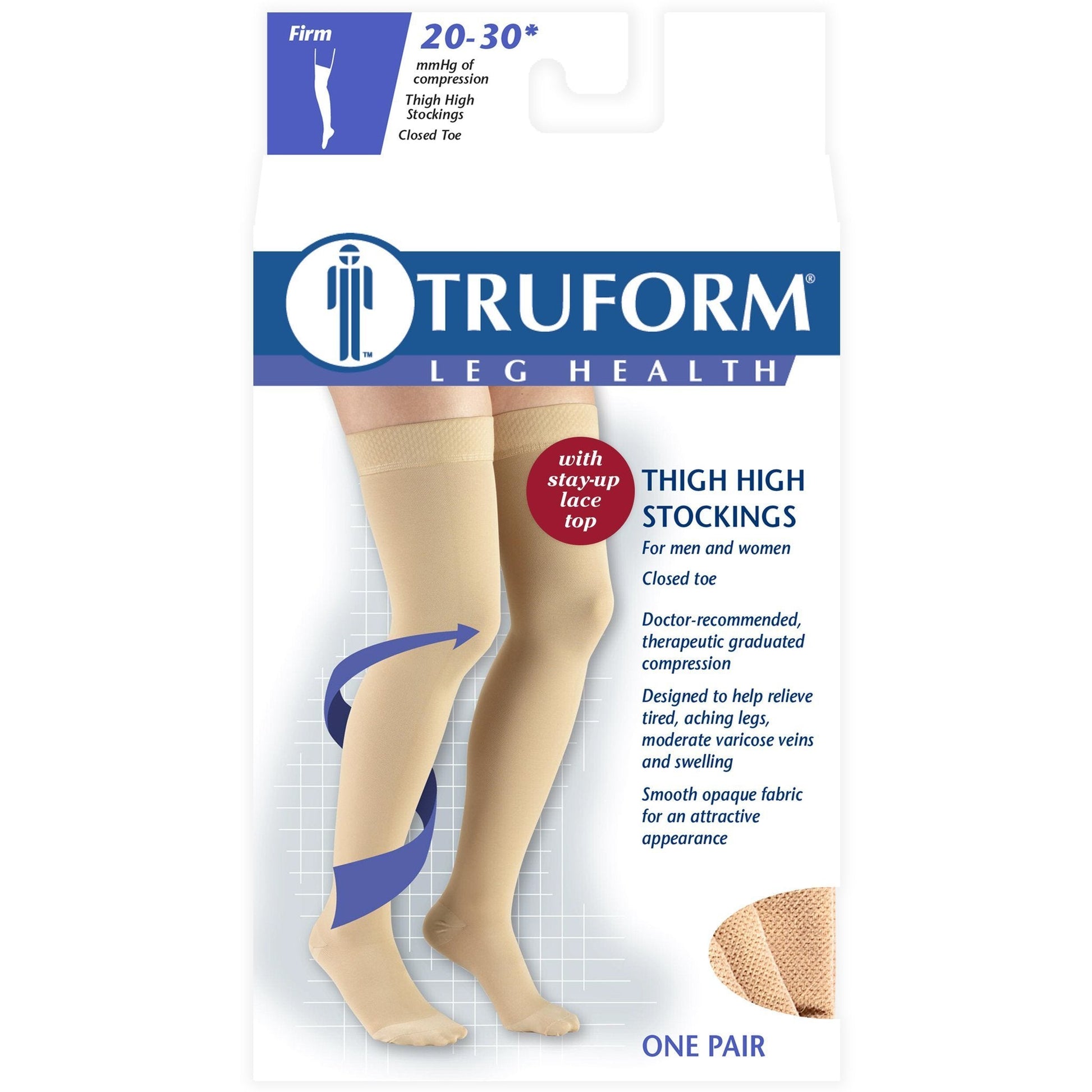 Truform 20-30 mmHg Thigh High W/ Silicone Lace Top