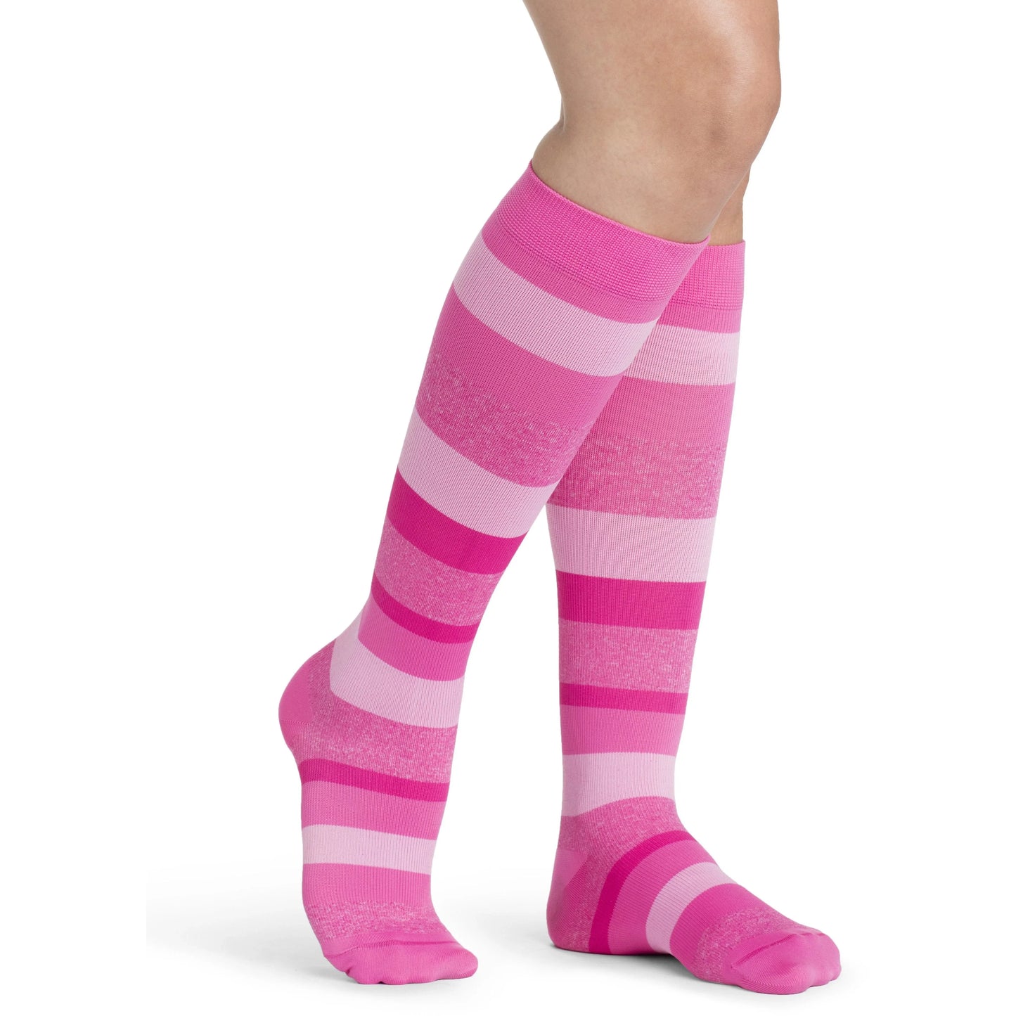 Sigvaris Microfiber Shades Women's 15-20 mmHg Knee High, Pink Stripe