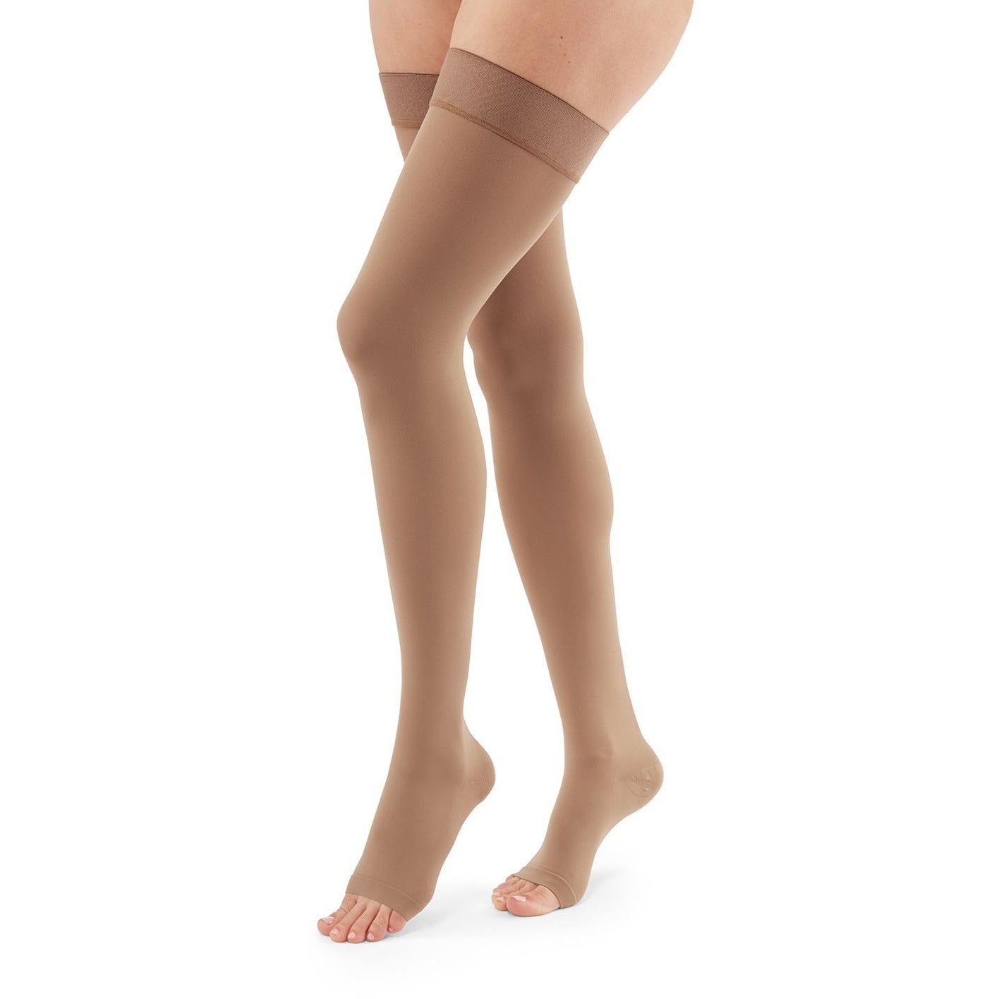 Duomed Advantage 20-30 mmHg OPEN TOE Thigh High, Almond