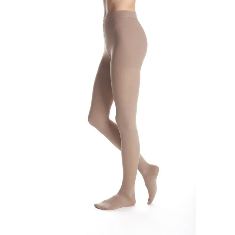 Duomed Advantage Soft Opaque 20-30 MmHg Thigh High Compression Stockings - Closed Toe With Top Band, Almond, Small Petite