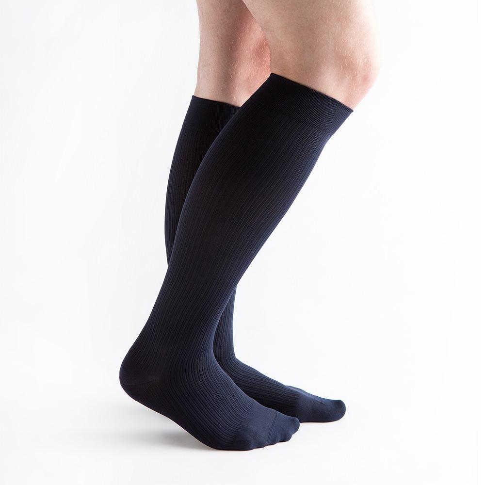 VenActive Men's Classic Rib 20-30 mmHg Compression Sock, Navy