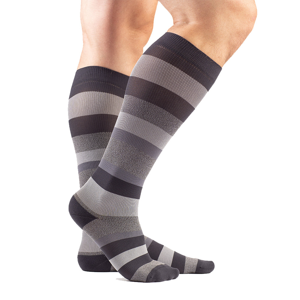 VenaCouture Men’s Bold Regency Stripe 15-20 mmHg Compression Socks, Graphite