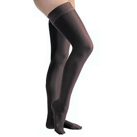 JOBST® UltraSheer Women's 30-40 mmHg Thigh High w/ Lace Silicone Top Band, Classic Black