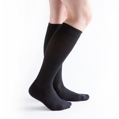 VenActive Men's Cushion Rib 15-20 mmHg Compression Sock, Black