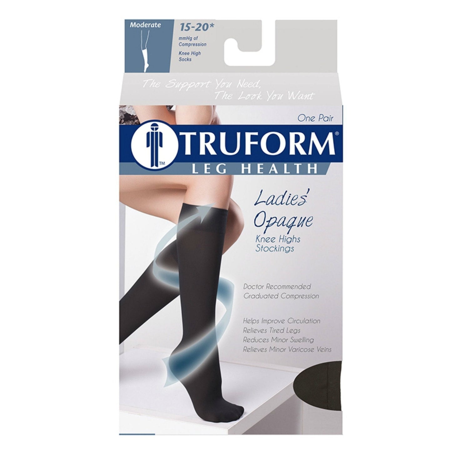 Truform Opaque Women's 15-20 mmHg Knee High
