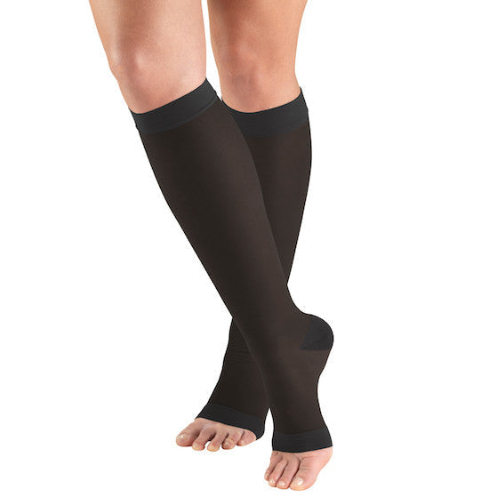 Truform Lites Women's OPEN-TOE Knee High 15-20 mmHg, Charcoal