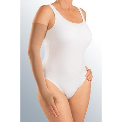 Mediven Harmony 20-30 mmHg Armsleeve w/ Gauntlet and Beaded Silicone Top Band, Caramel