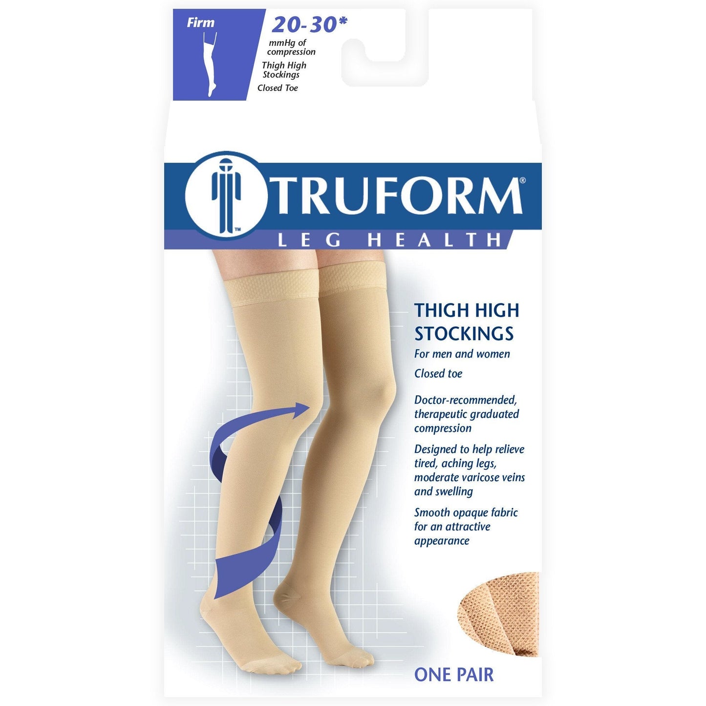 Truform 20-30 mmHg Thigh High w/ Silicone Dot Top