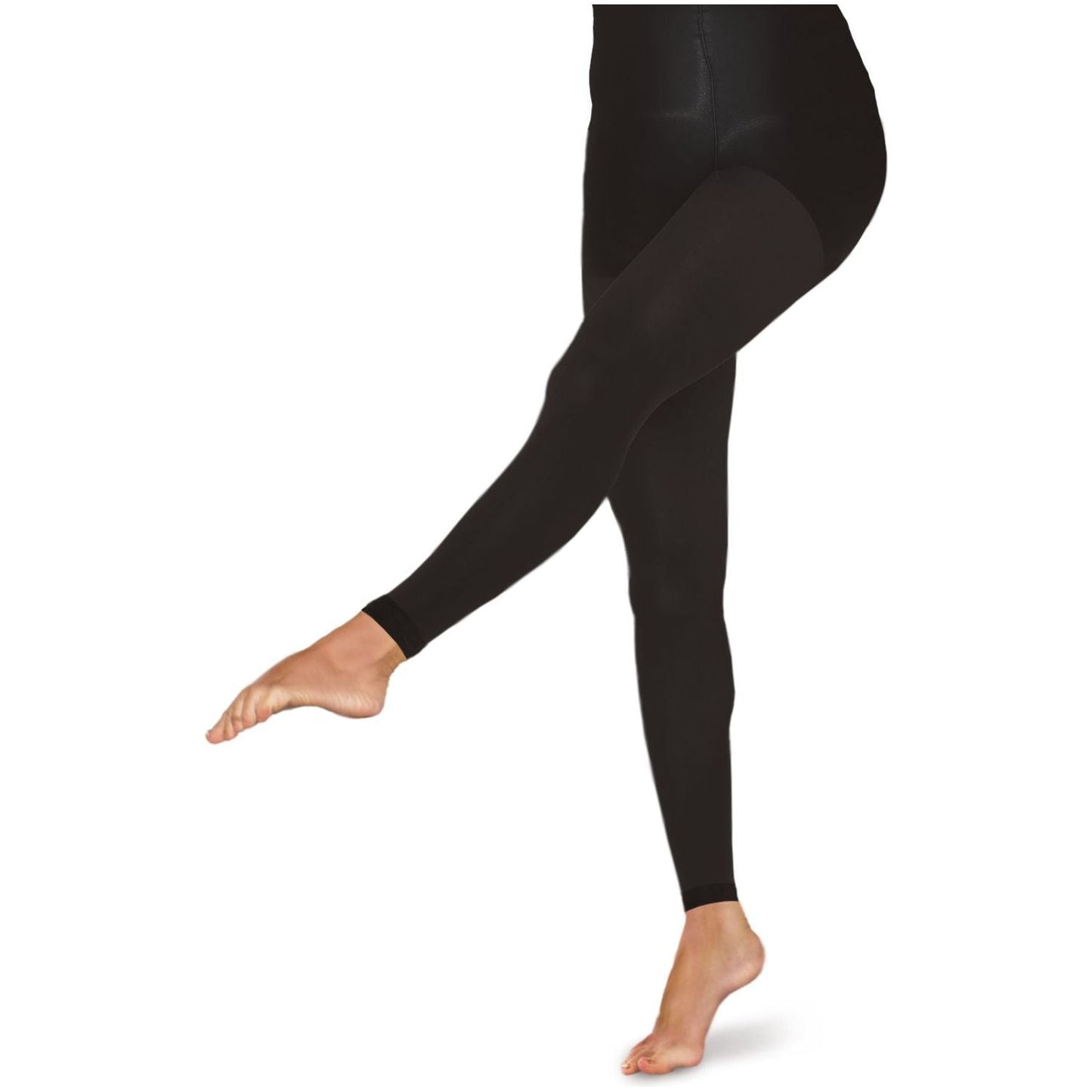 Womens Compression Footless Tights for Lymphedema 20-30mmHg - Black, Medium