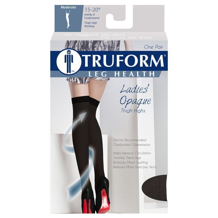 Truform Opaque Women's 15-20 mmHg Thigh High w/ Silicone Dot