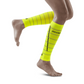 Reflective Compression Calf Sleeves, Women, Neon Yellow/Silver
